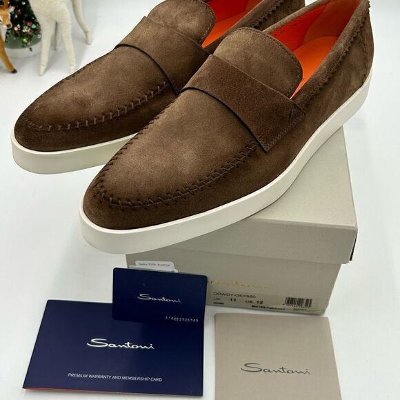 Men’s Santoni Atlantis slip on suede loafers size 12 made in Italy main image 6